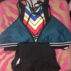 2 bathing suit tops + hw bottoms